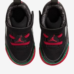 Jordan Kids Black and Red Sneakers with Green Accents
